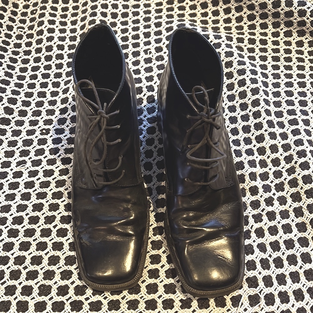 Vintage 90’s Paoli Italian square toe black lace up leather boots size 7 - Picture 6 of 7